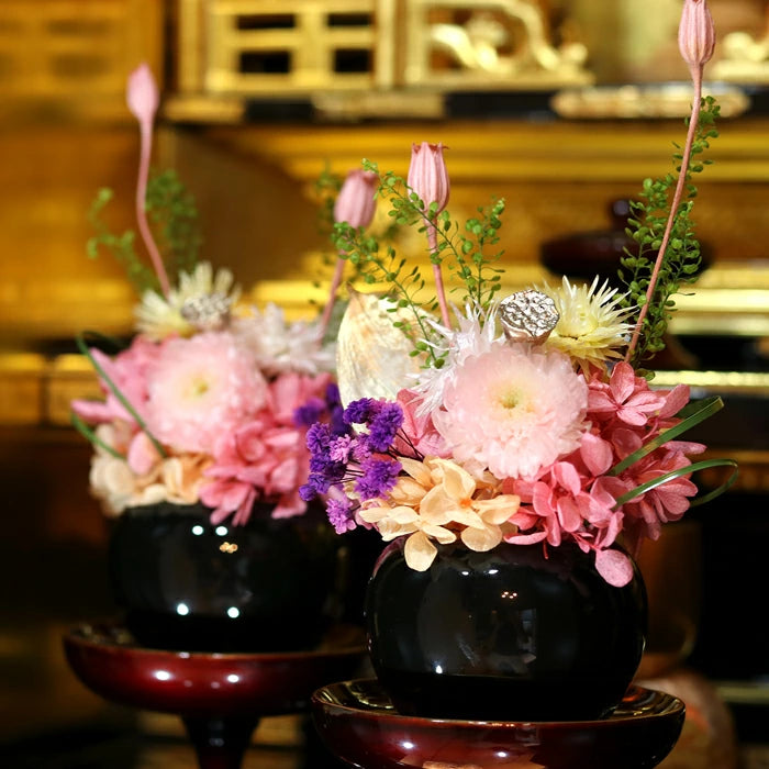 枯れない 仏花 2個 1対 セット ゆめ プリザーブドフラワー