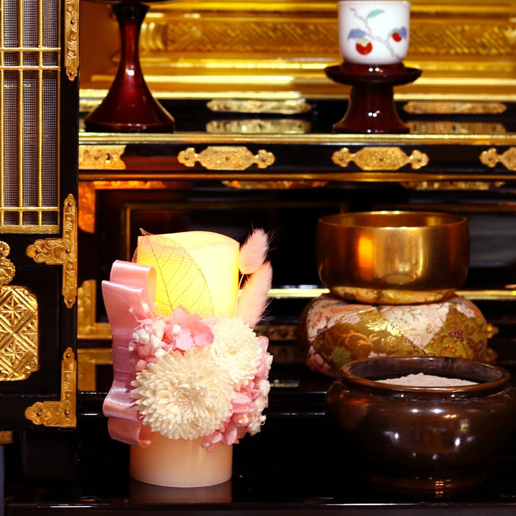 枯れない 仏花 プリザーブドフラワー 電池式